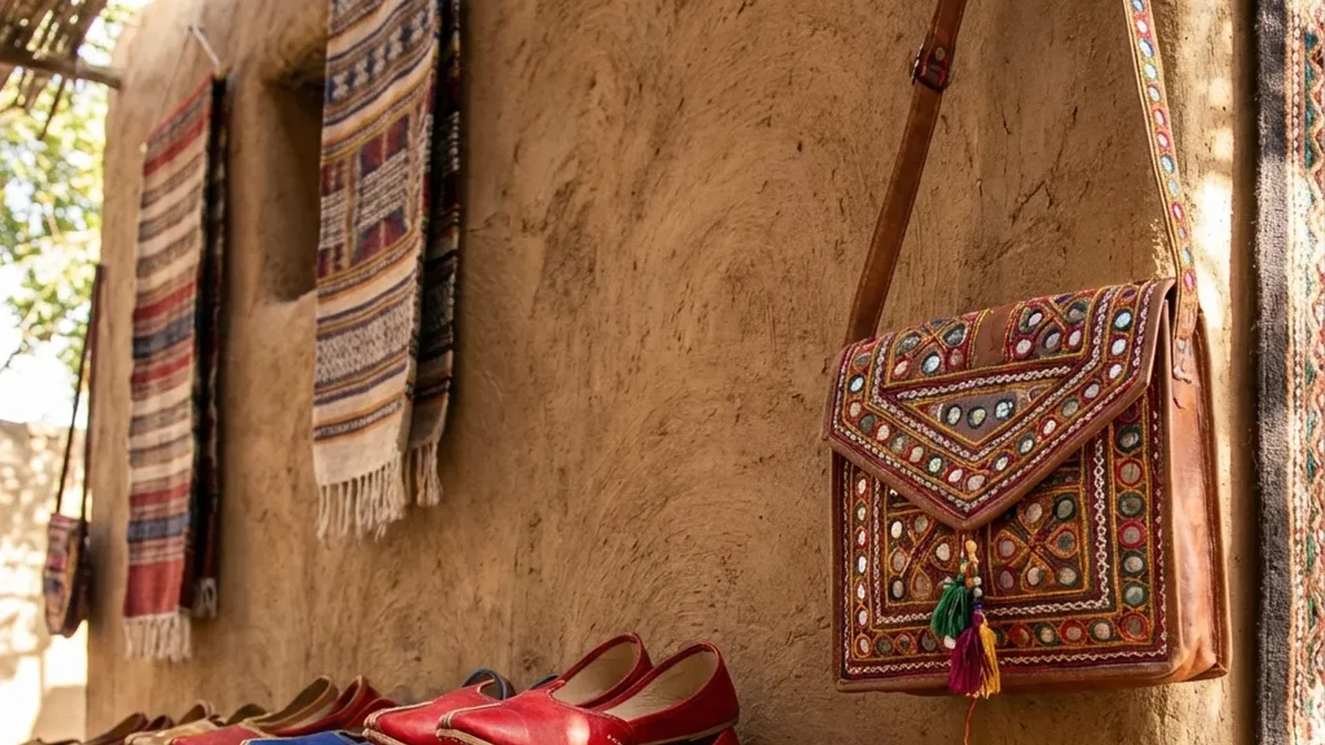 Handcrafted leather goods with threadwork - traditional Kutch craft