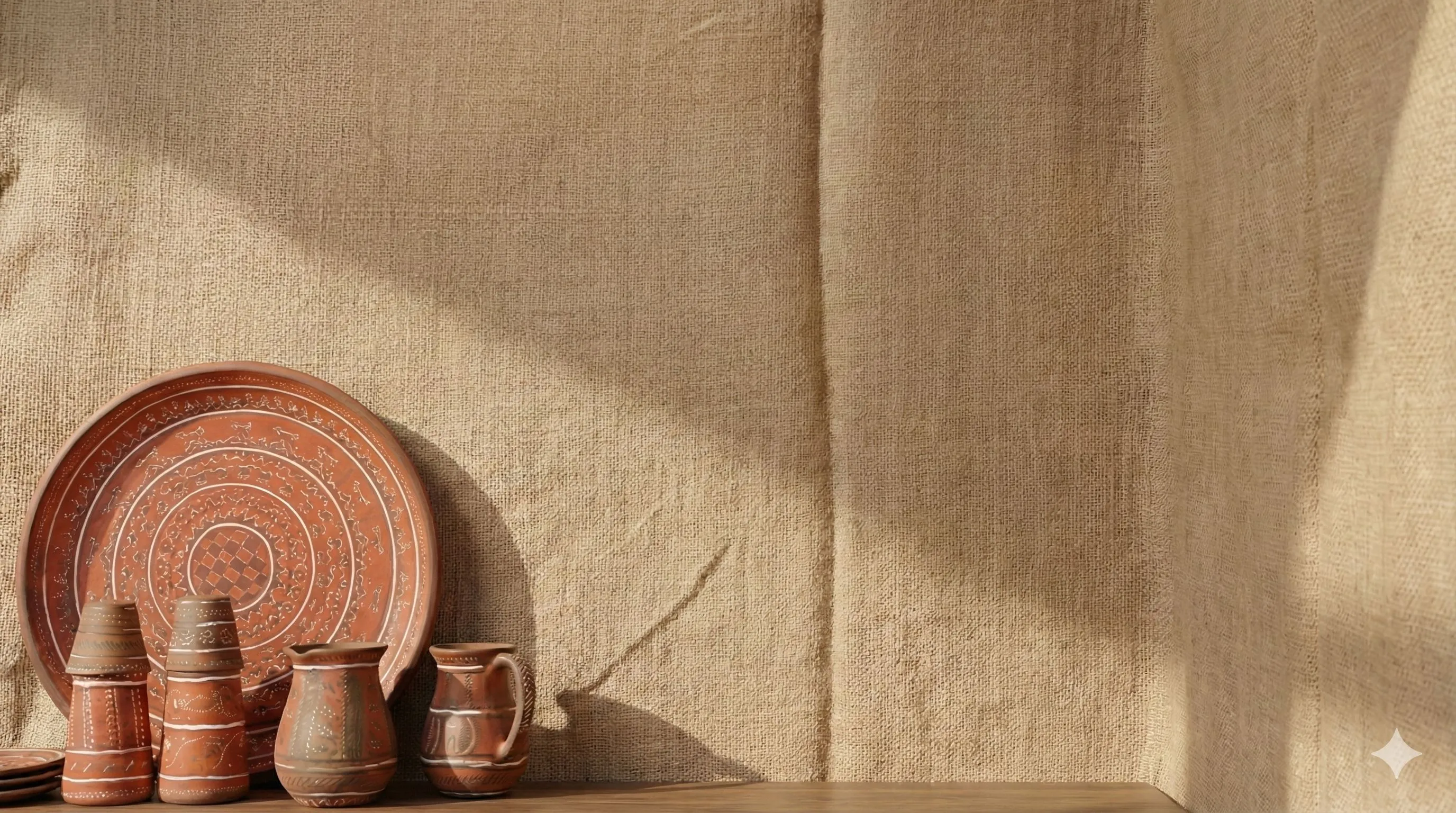 Khavda pottery with red and white geometric patterns - traditional Kutch craft