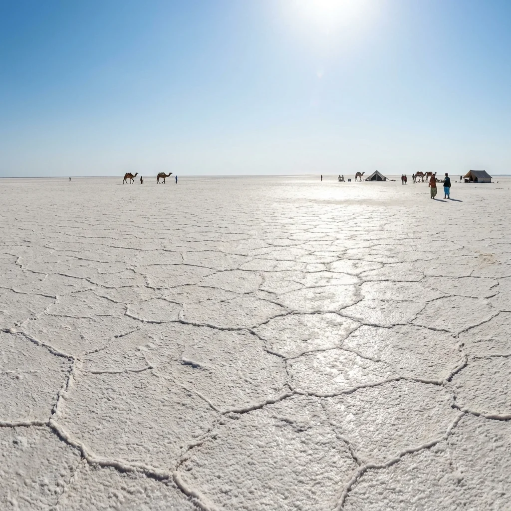 White Rann of Kutch salt desert during Rann Utsav festival