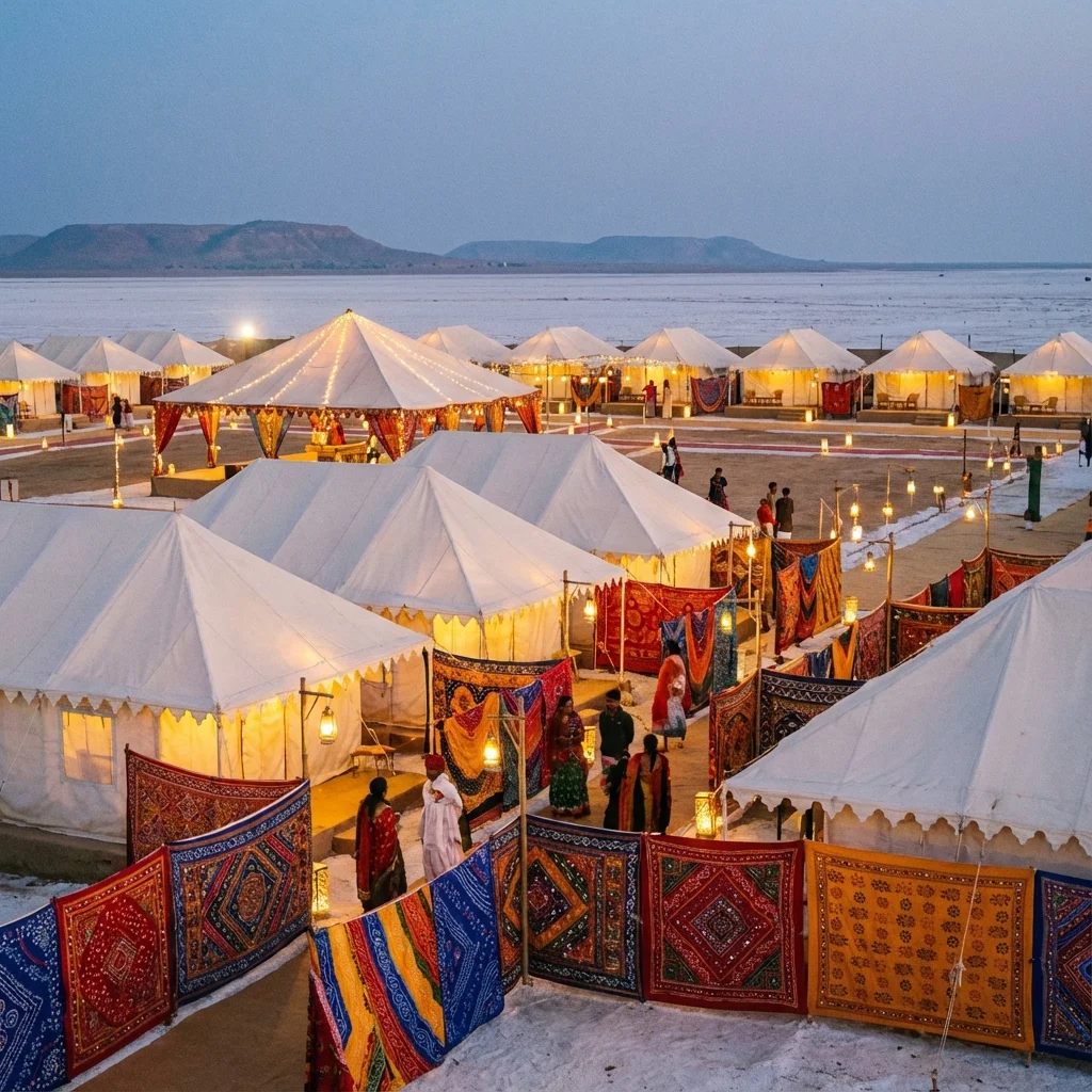 Great Rann of Kutch white salt desert in Gujarat