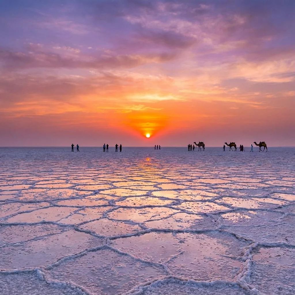 White Rann of Kutch salt desert during Rann Utsav festival